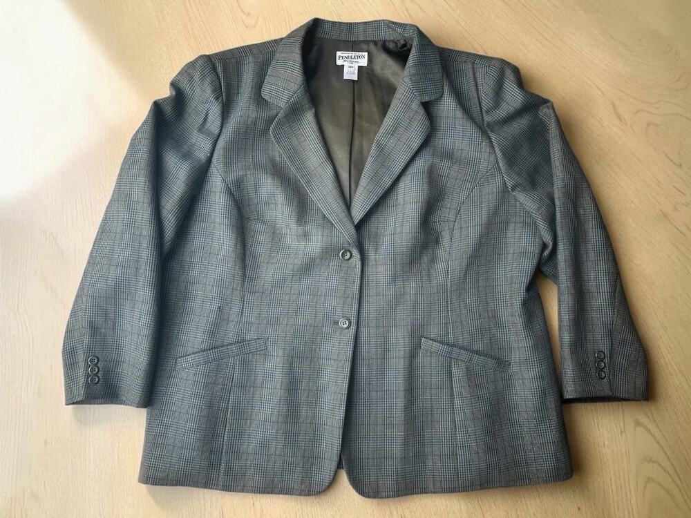 Vintage Pendleton Women's 24W Plaid Blazer 100% Virgin Wool Plus Size Jacket